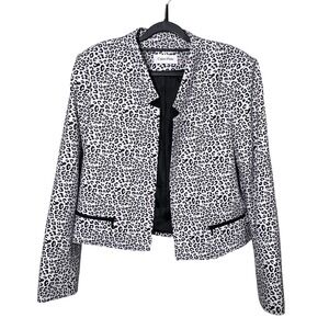 Calvin Klein Leopard Print Lined Blazer Jacket Career Business Women's Size 16